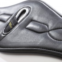 Popręg skórzany miękki „Comfort” z elastycznymi gumami- czarny