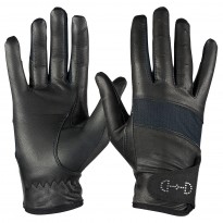 HORZE Rękawiczki jeździeckie Leather Mesh Gloves czarne