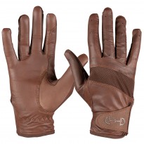 HORZE Rękawiczki jeździeckie Leather Mesh Gloves brąz